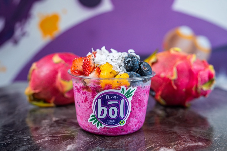 Pink Dragon pitaya bowl at Purple Bōl Sarasota